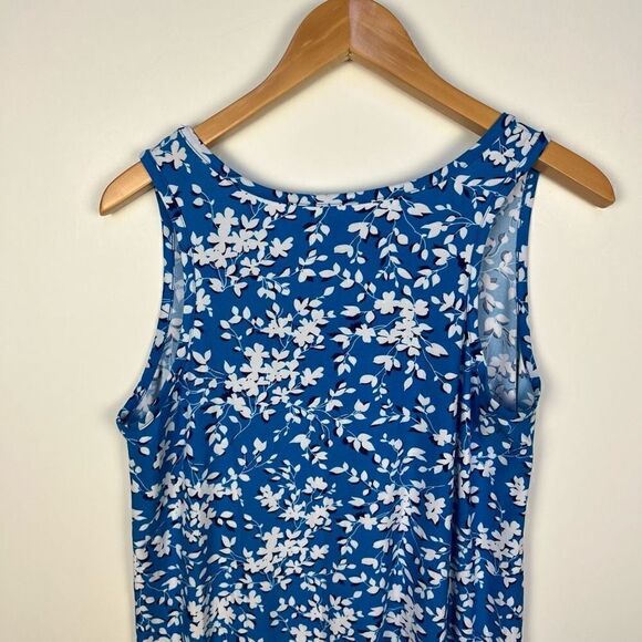 Draper James Sleeveless Tank Dress Ruffle Hem Blue White Floral Print size S / M - Picture 6 of 11